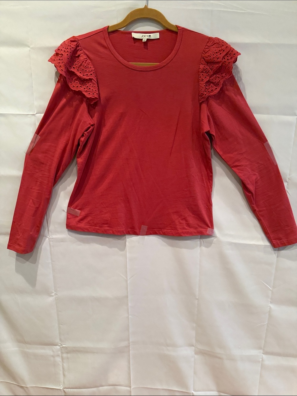 Joe's Jeans Red Long-Sleeve Ruffle Shoulder Top